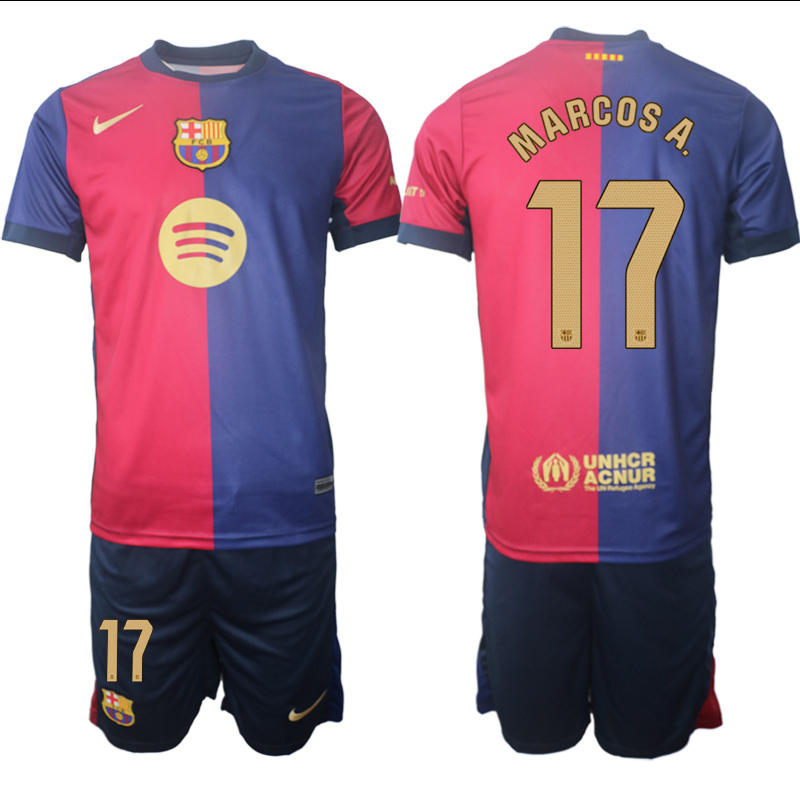 Men 2024-2025 Club Barcelona home Red blue #17 Soccer Jersey